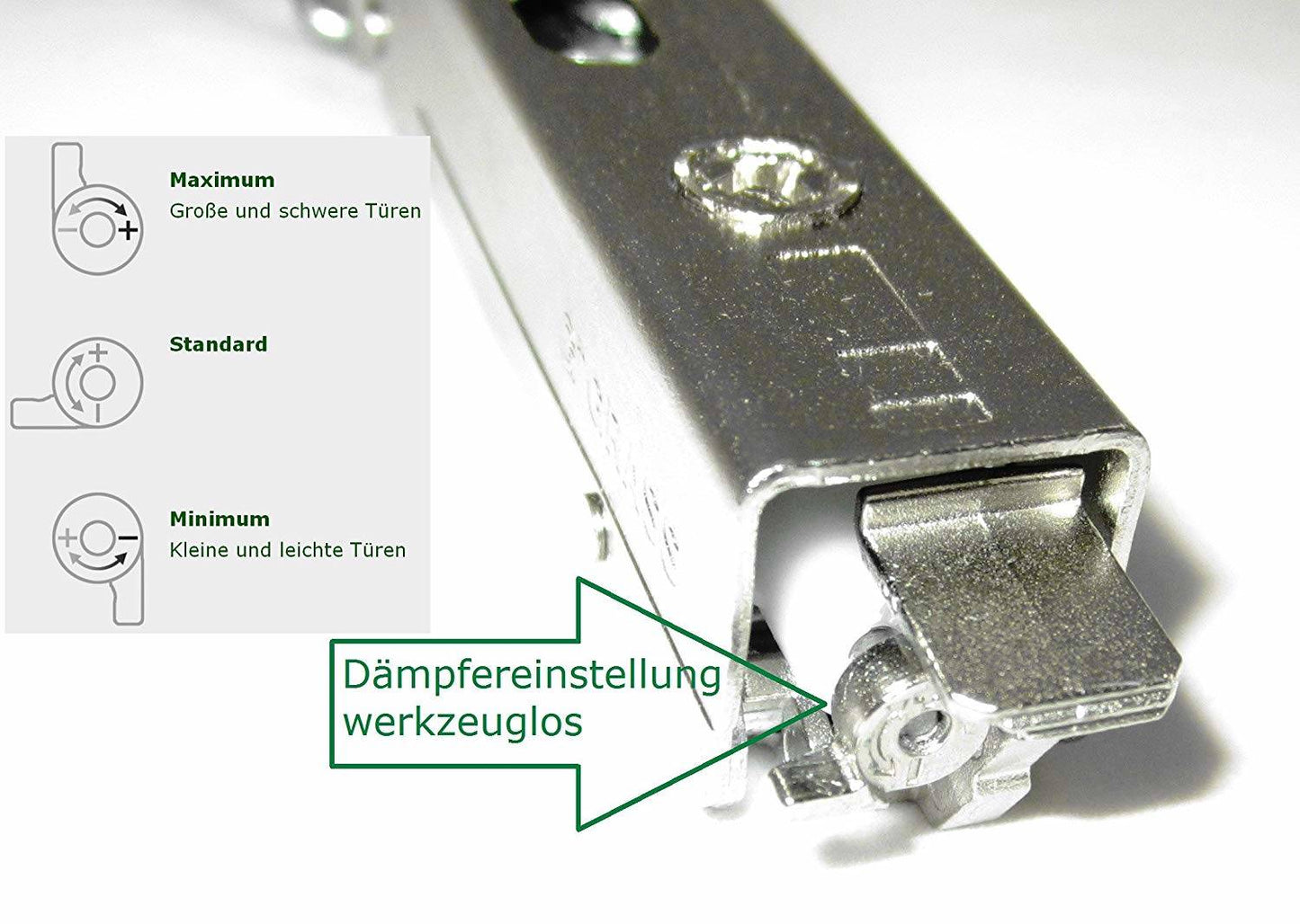 SET: GRASS Tiomos furniture hinge (cup hinge), damped, 110°, straight mounting plate and 2 cover caps