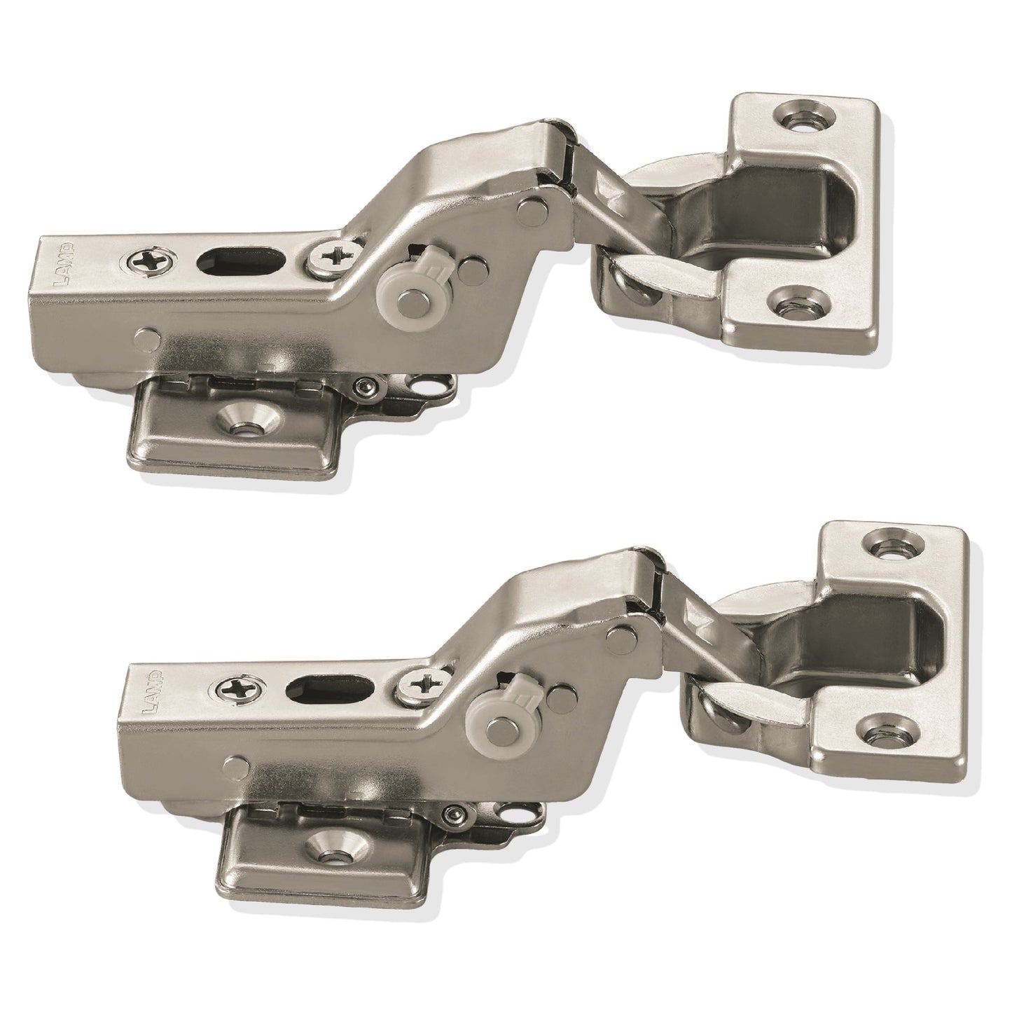 2 dampened furniture hinges with adjustable damper including mounting plates. Cup hinge, furniture hinge from LAMP® / Japan
