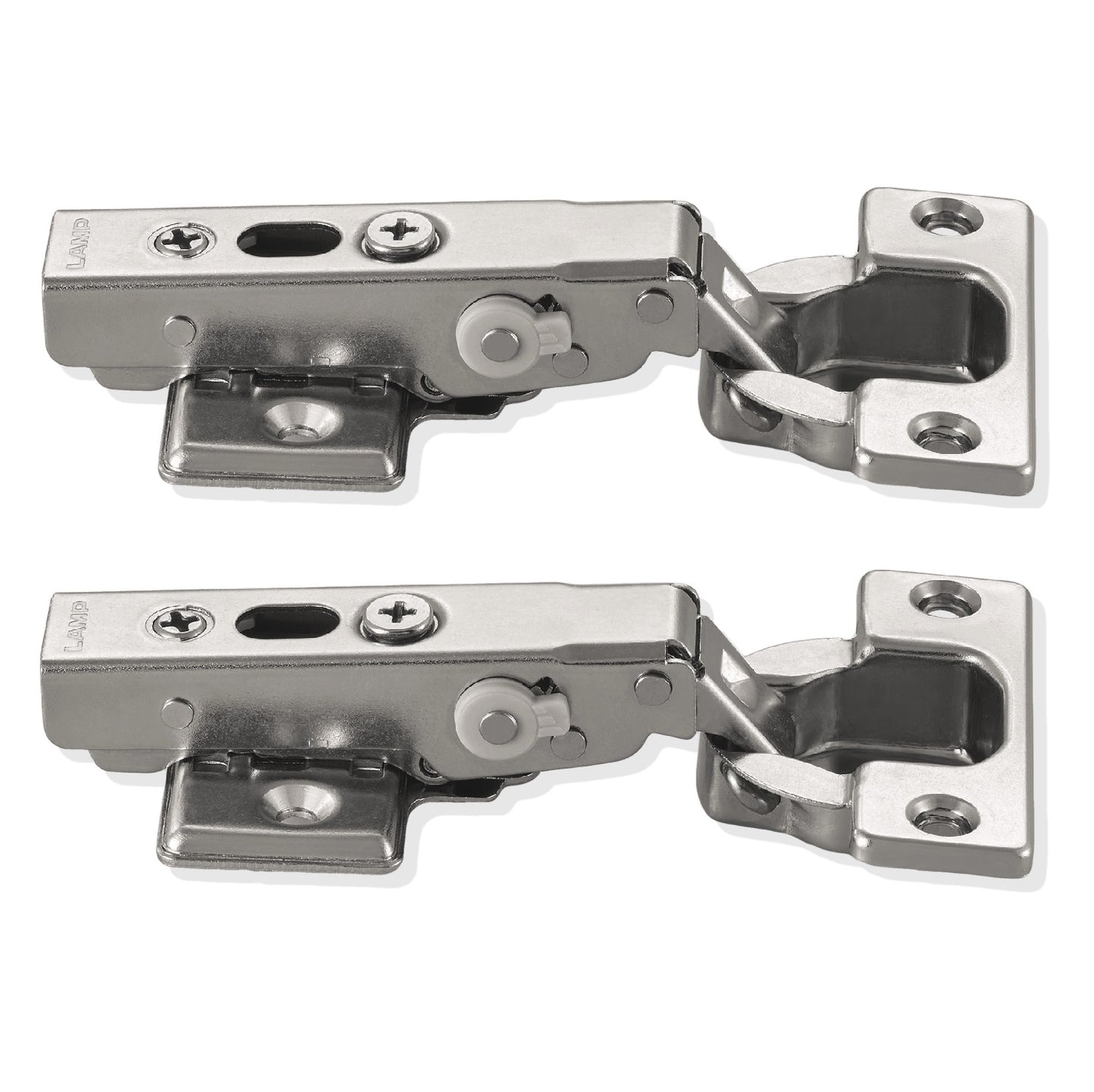 2 dampened furniture hinges with adjustable damper including mounting plates. Cup hinge, furniture hinge from LAMP® / Japan