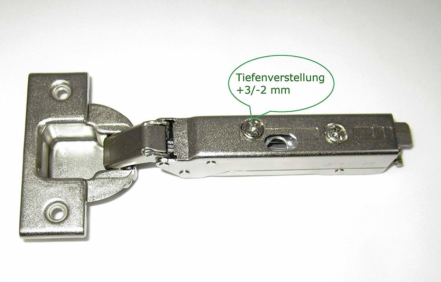 SET: GRASS Tiomos furniture hinge (cup hinge), damped, 110°, straight mounting plate and 2 cover caps