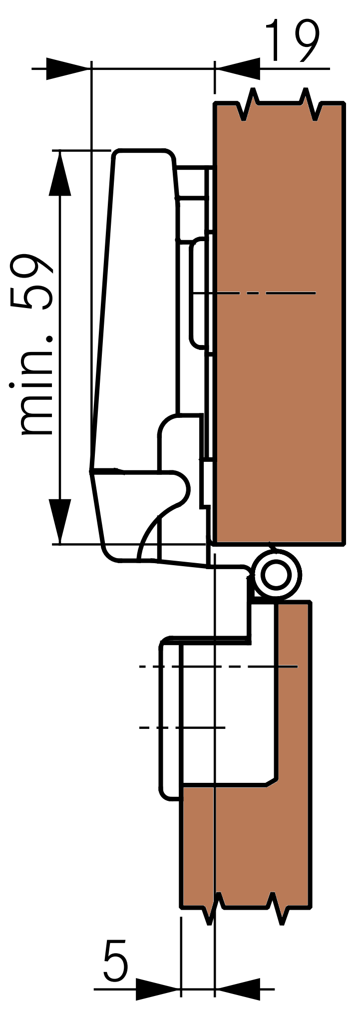 Zwei Stück UMAXO 180° Eingelenkscharnier (für Falztüren) Zamak, messing brüniert. SET (2 x Scharnier, 2 x Montageplatte). Als Ersatz für NEXIS SLIDE-ON 80 (MEPLA)