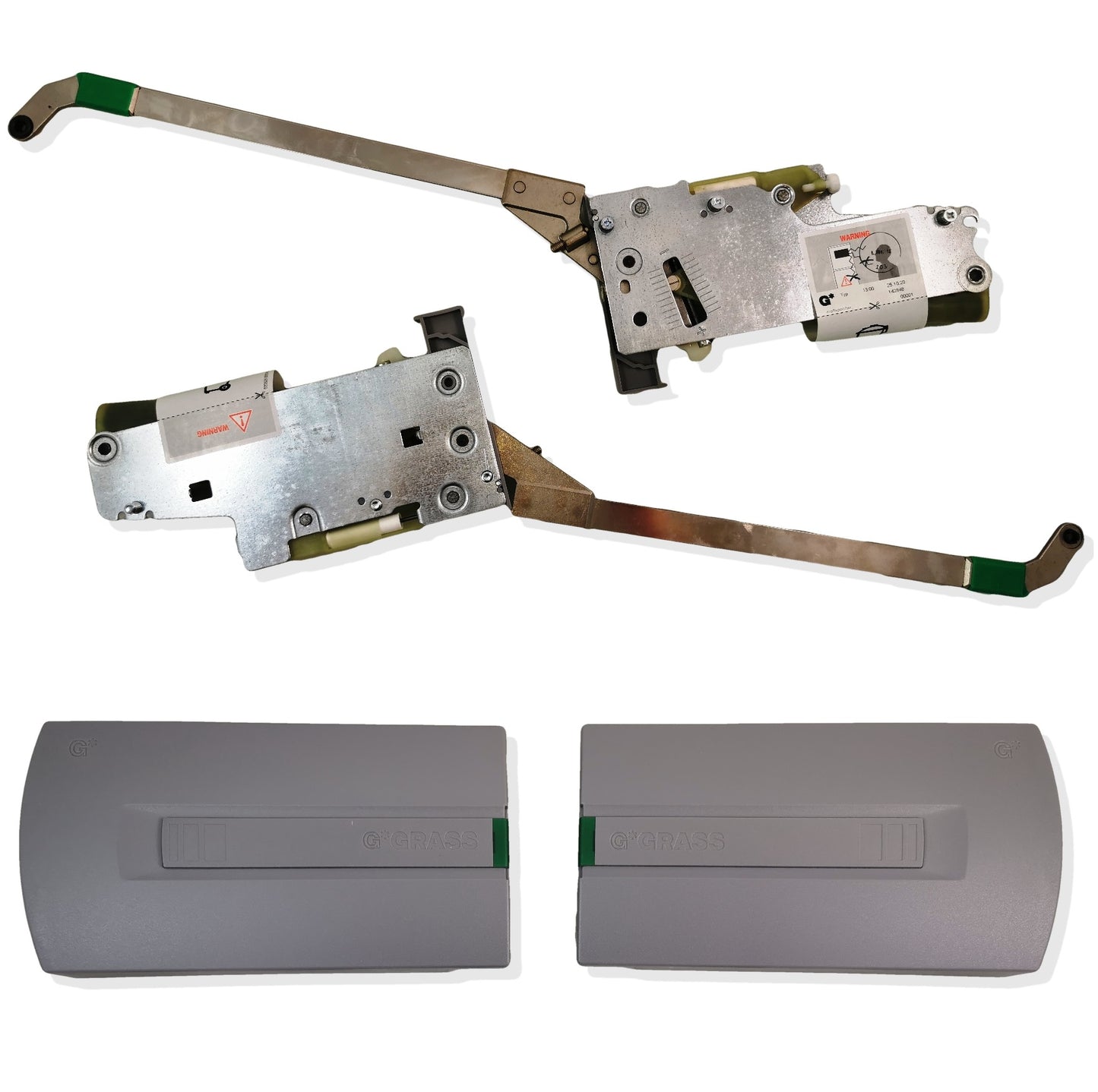 GRASS Hetal Kinvaro F-20 Type 6C folding flap fitting with opening assistance and closing damper. Flap fitting with gray cover caps.