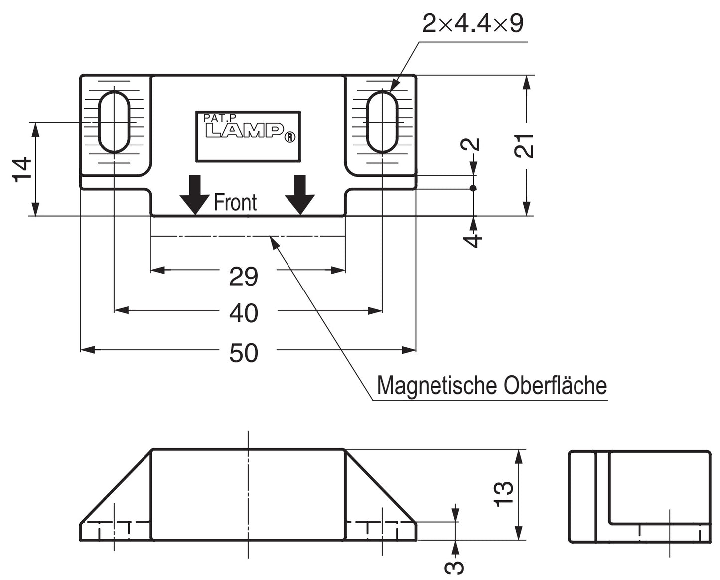 Sealed magnetic catch for cleanrooms with stainless steel counter plate from SUGATSUNE / Lamp (Japan)