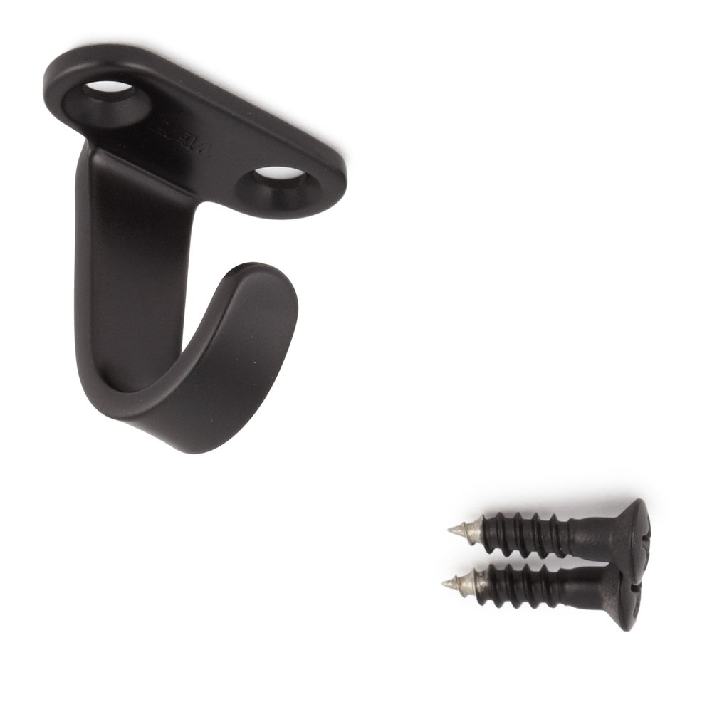 High-quality, black-coated stainless steel hook for under-counter installation. Stainless steel hooks HJ-20SBL, HJ-30SBL, and HJ-50SBL from Sugatsune / LAMP® (Japan)