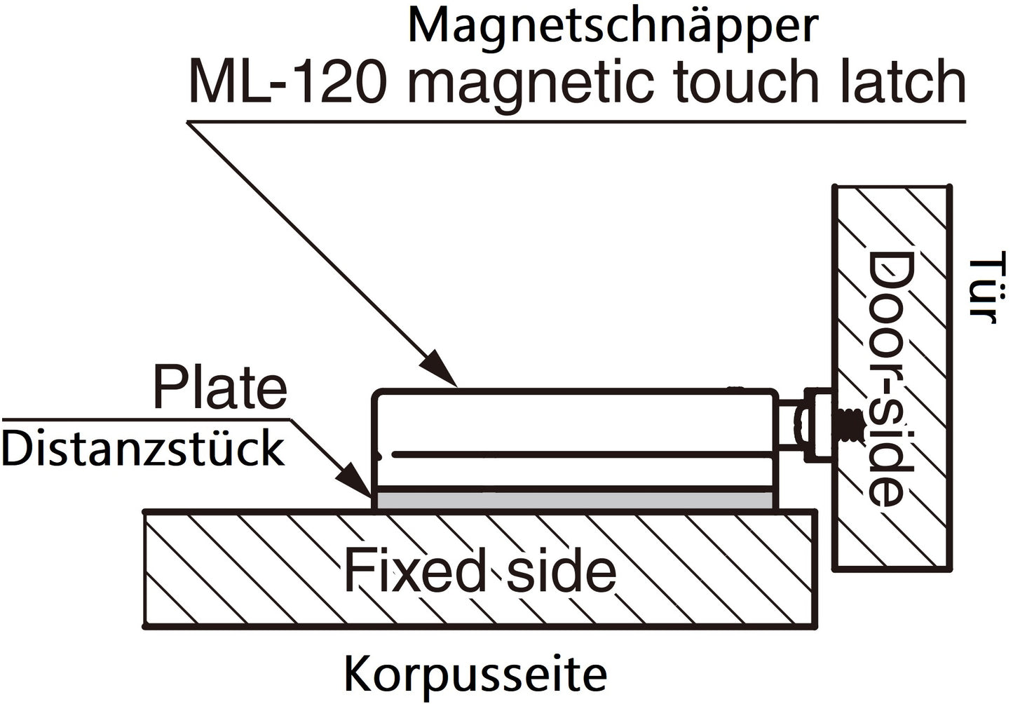 Plaque d'espacement 4 pièces, en polyacétal, marron, 70 mm (2-3/4″), ML-120-DP4-BR pour loquets magnétiques à fermeture par poussée ML-120BR, ML-120W et ML-120BL de Sugatsune
