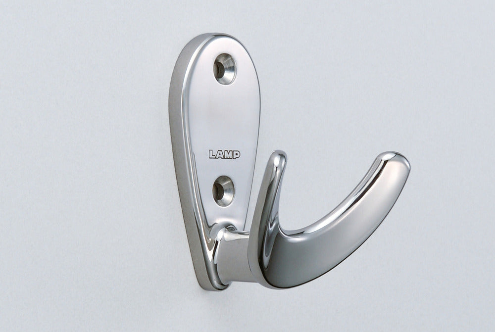 Hochwertiger Doppelhaken, aus hochqualitativem rostfreiem Edelstahl SUS316, Oberfläche: glänzend poliert, 50 mm (2″), EU-50. Wanddoppelhaken für Garderobe, Badezimmer, Außenbereich, Schwimmbad und viel mehr, von Sugatsune / LAMP® (Japan)