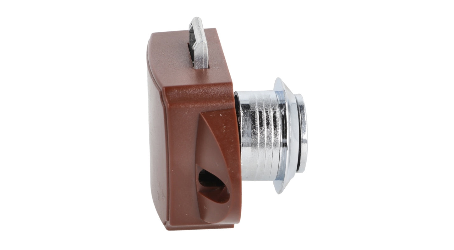Fermeture à bouton-poussoir robuste avec fonction poignée, en ABS, surface : chromée, design : rond, 14.03.047-0. Bouton poussoir compact pour caravanes, yachts, bateaux, portes de placard, tiroirs et bien plus encore, de SISO Danemark
