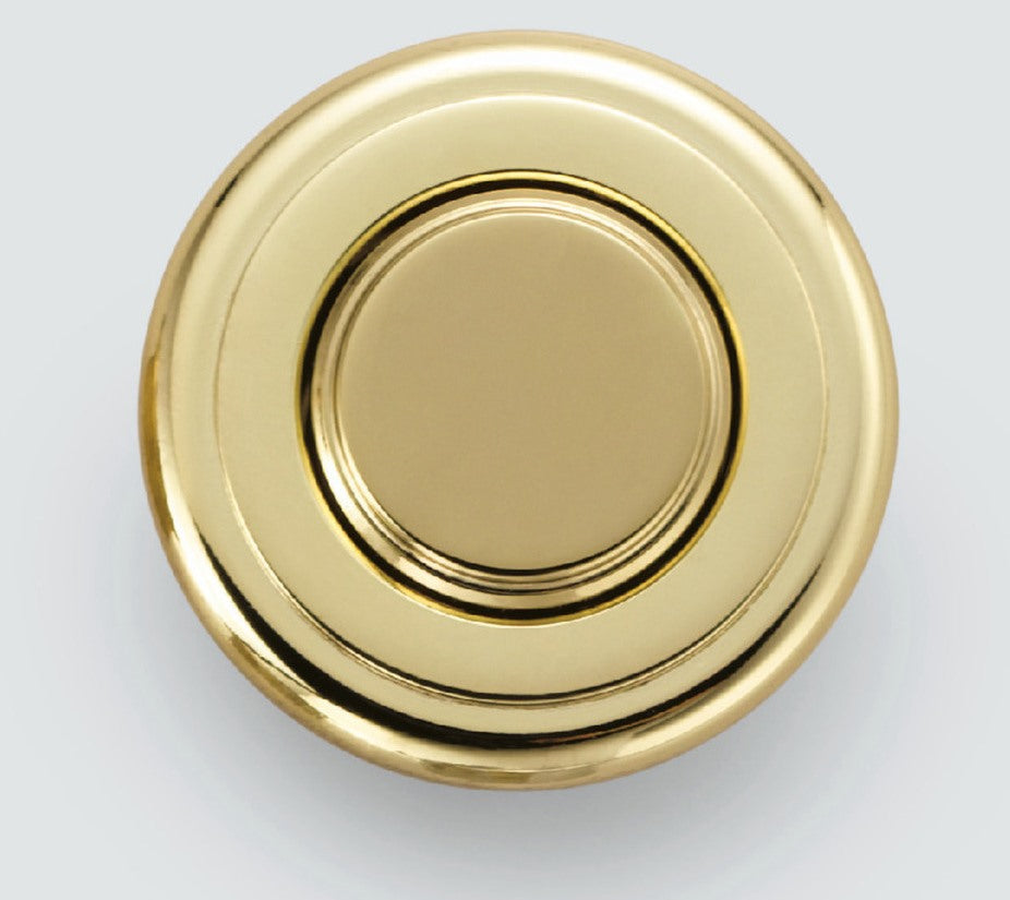 Hochwertiger Druckknopf-Verschluss mit Grifffunktion, aus Messing, Oberfläche: goldfarbig, glänzend poliert, Ausführung: rund, TLP-G und TLP-LBM(W). Massiver Druckknopf für Wohnwagen, Yacht und viel mehr, von Sugatsune / LAMP® (Japan)