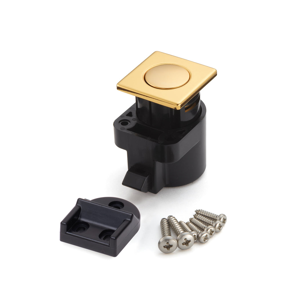 Hochwertiger Druckknopf-Verschluss mit Grifffunktion, aus Zinklegierung (ZDC), Oberfläche: goldfarbig, glänzend poliert, Ausführung: quadratisch, DPL-SQ-G. Massiver Druckknopf für Wohnmobil, Boot und viel mehr, von Sugatsune / LAMP® (Japan)