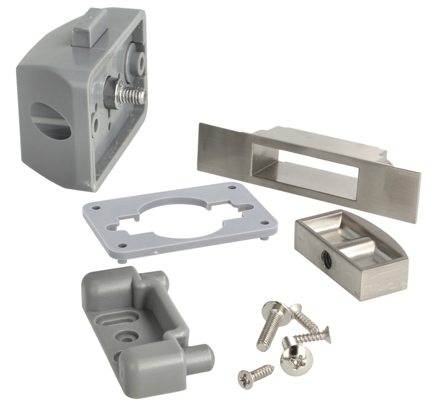 Hochwertiger Druckknopf-Verschluss mit Soft-Close und Grifffunktion, aus Zamak, Oberfläche: Edelstahl Look, Ausführung: rechteckig, 14.03.044-0. Massiver Druckknopf für Wohnwagen, Yacht und viel mehr, von SISO Denmark