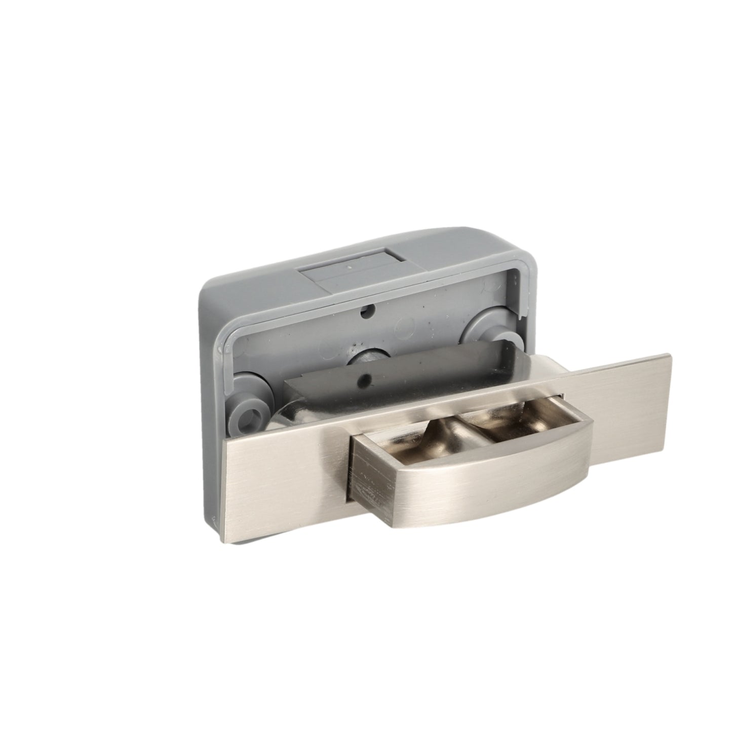 Hochwertiger Druckknopf-Verschluss mit Soft-Close und Grifffunktion, aus Zamak, Oberfläche: Edelstahl Look, Ausführung: rechteckig, 14.03.044-0. Massiver Druckknopf für Wohnwagen, Yacht und viel mehr, von SISO Denmark