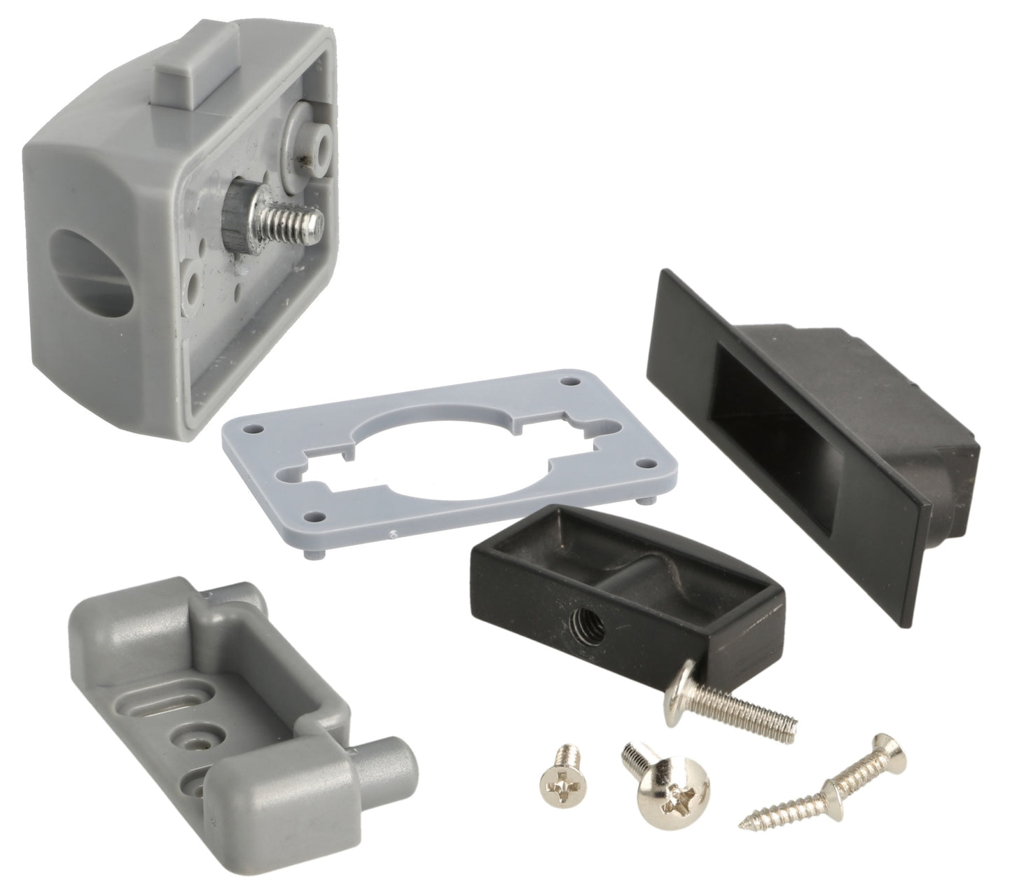 Hochwertiger Druckknopf-Verschluss mit Soft-Close und Grifffunktion, aus Zamak, Oberfläche: schwarz, Ausführung: rechteckig, 14.03.043-0. Massiver Druckknopf für Wohnwagen, Yacht, Privatflugzeug und viel mehr, von SISO Denmark