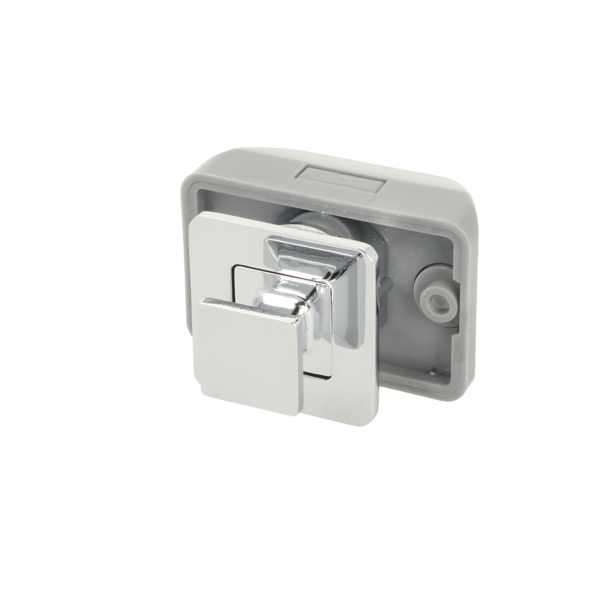 Bouton-pression de haute qualité avec fonction soft-close et poignée, en Zamak, surface : nickelée, design : carré, 14.03.065-0. Bouton poussoir solide pour caravanes, yachts, avions privés et bien plus encore, de SISO Danemark