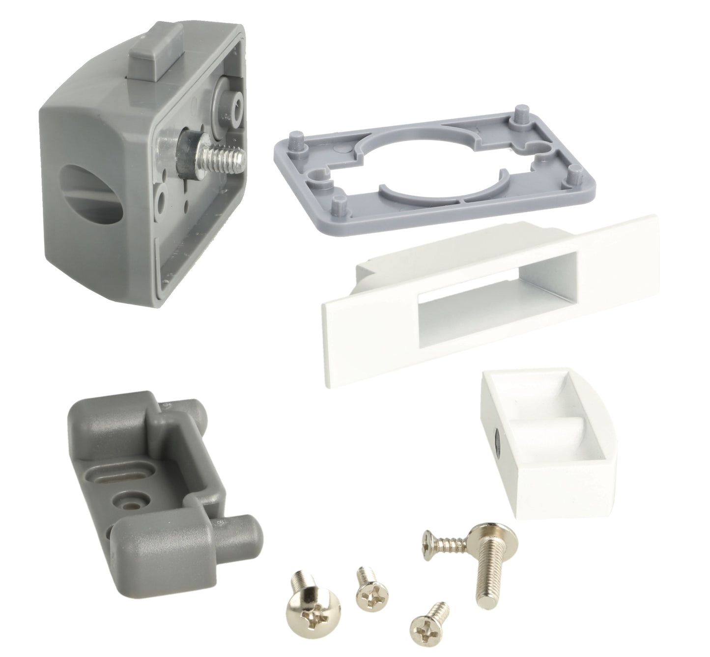 Hochwertiger Druckknopf-Verschluss mit Soft-Close und Grifffunktion, aus Zamak, Oberfläche: weiß, Ausführung: rechteckig, 14.03.045-0. Massiver Druckknopf für Wohnwagen, Yacht und viel mehr, von SISO Denmark