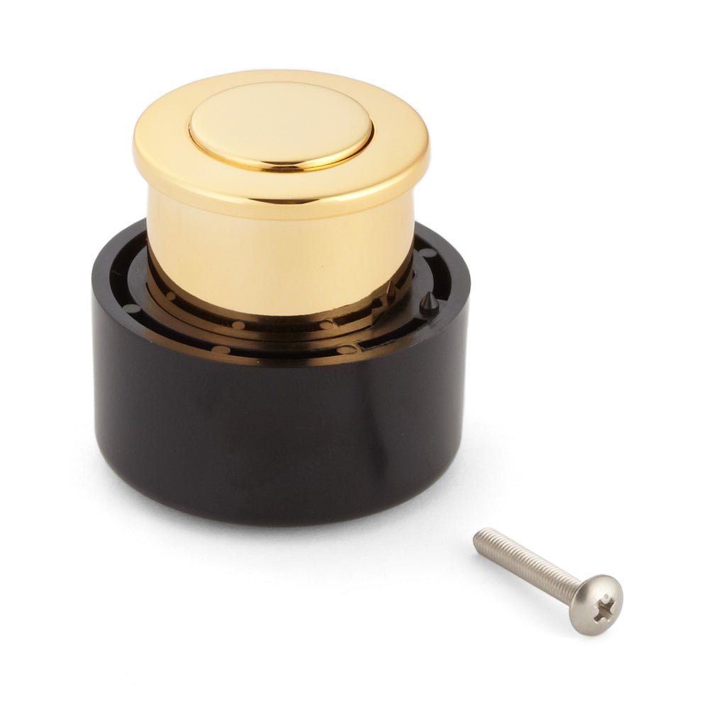 Hochwertiger Druckknopfgriff aus Zinklegierung, Oberfläche: goldfarbig, glänzend poliert PK03GA. Hochwertiger massiver und eleganter Pushlock aus ZDC für Schublade, Wohnmobilmöbel, Boote, Privatflugzeuge und viel mehr, von Sugatsune / LAMP® (Japan)