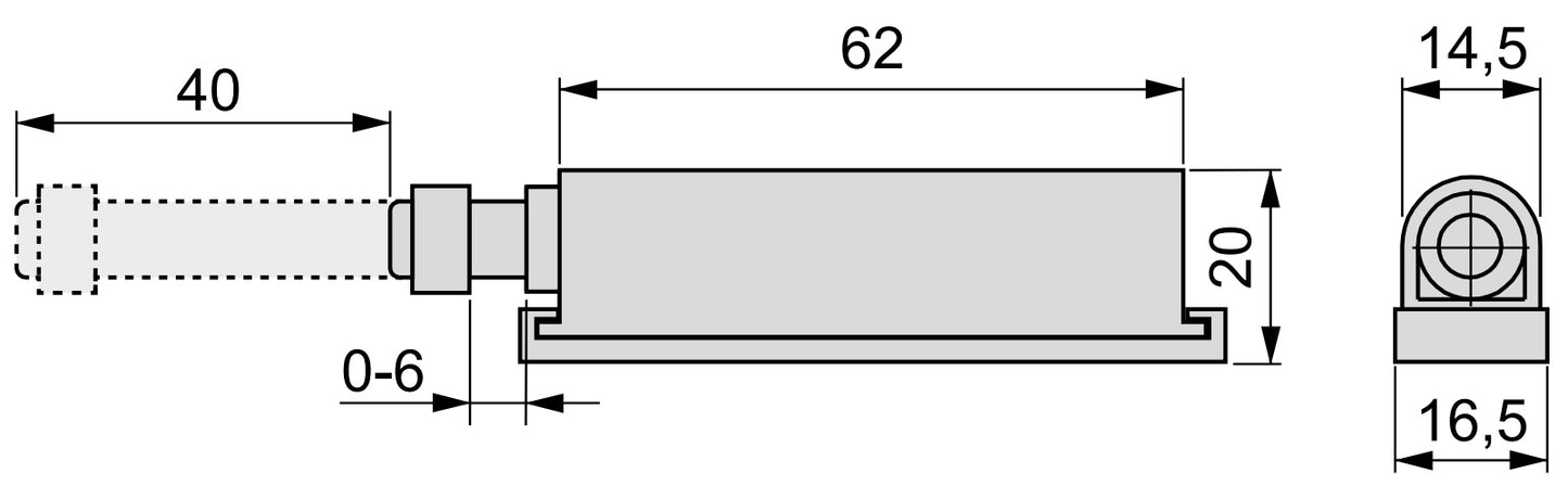 2 Stück eleganter Druckschnäpper, Oberfläche: grau, 62 mm (2-7/16″), Ausführung: nicht magnetisch, 2033821 für Möbeltüren, Schranktüren, Klappen