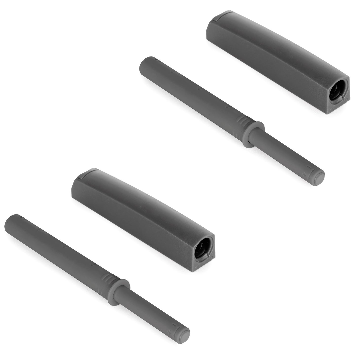 2 elegant push-button catches, with mounting housing, surface: anthracite grey, non-magnetic, 1900223 for furniture doors, cupboard doors, flaps