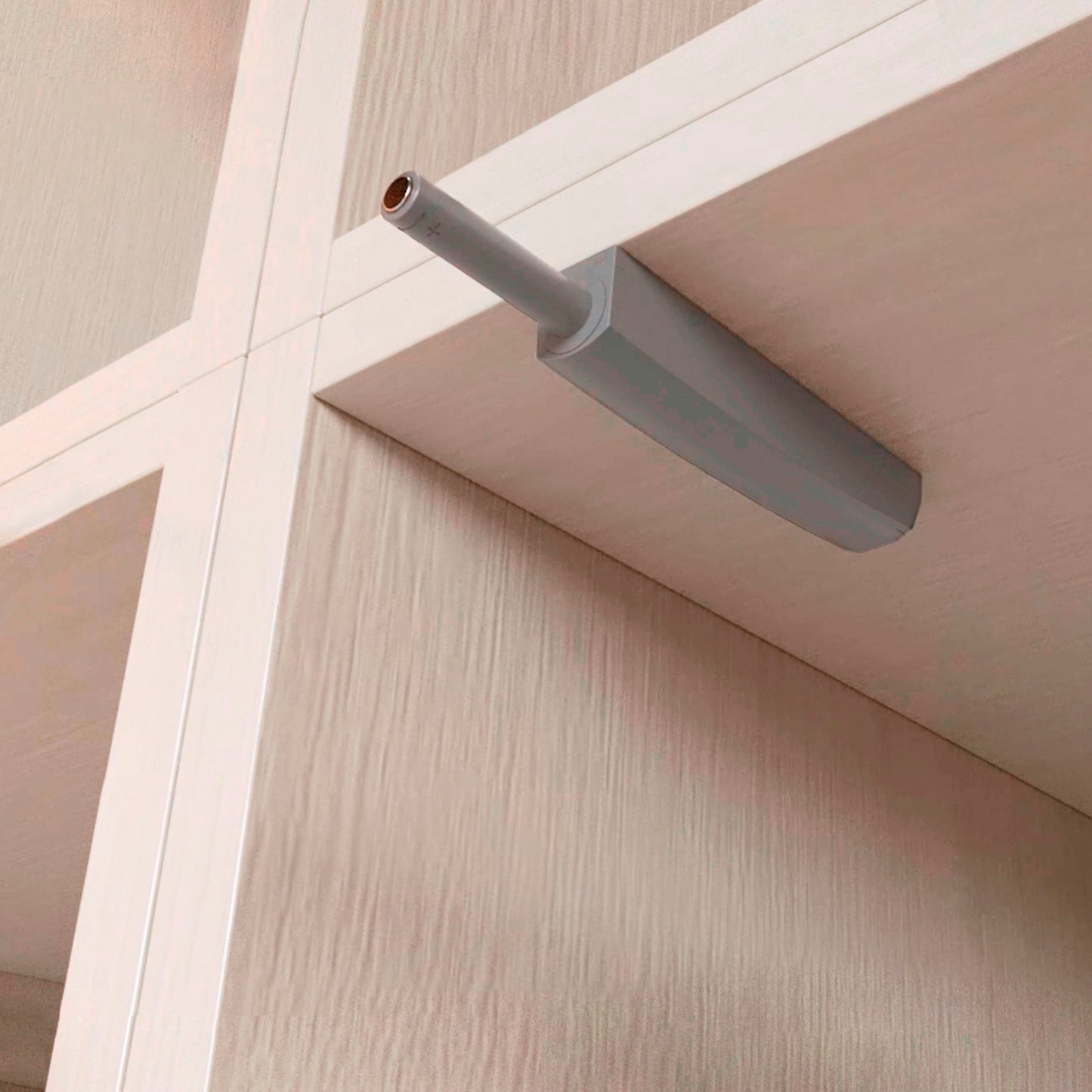2 elegant push-button catches, with mounting housing, surface: grey, design: magnetic, 1900321 for furniture doors, cupboard doors, flaps