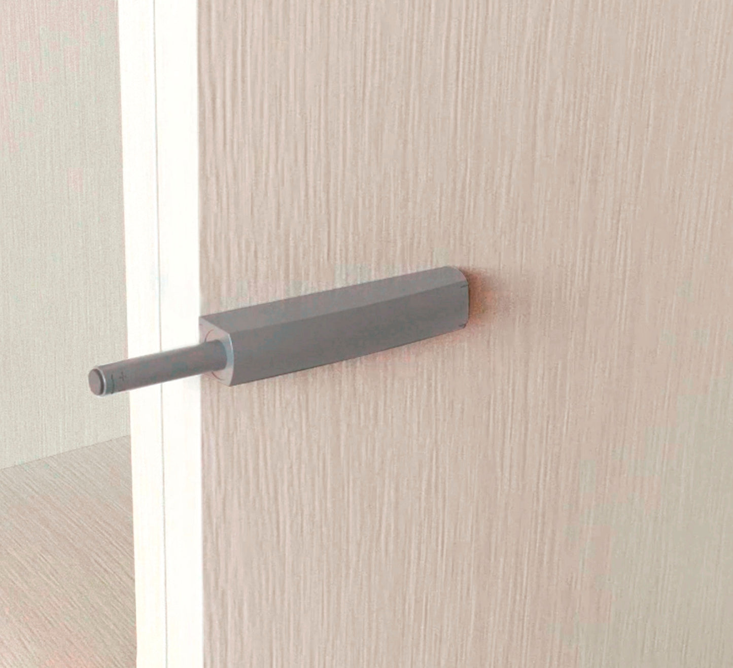 2 elegant push-button catches, with mounting housing, surface: grey, design: non-magnetic, 1900221 for furniture doors, cupboard doors, flaps