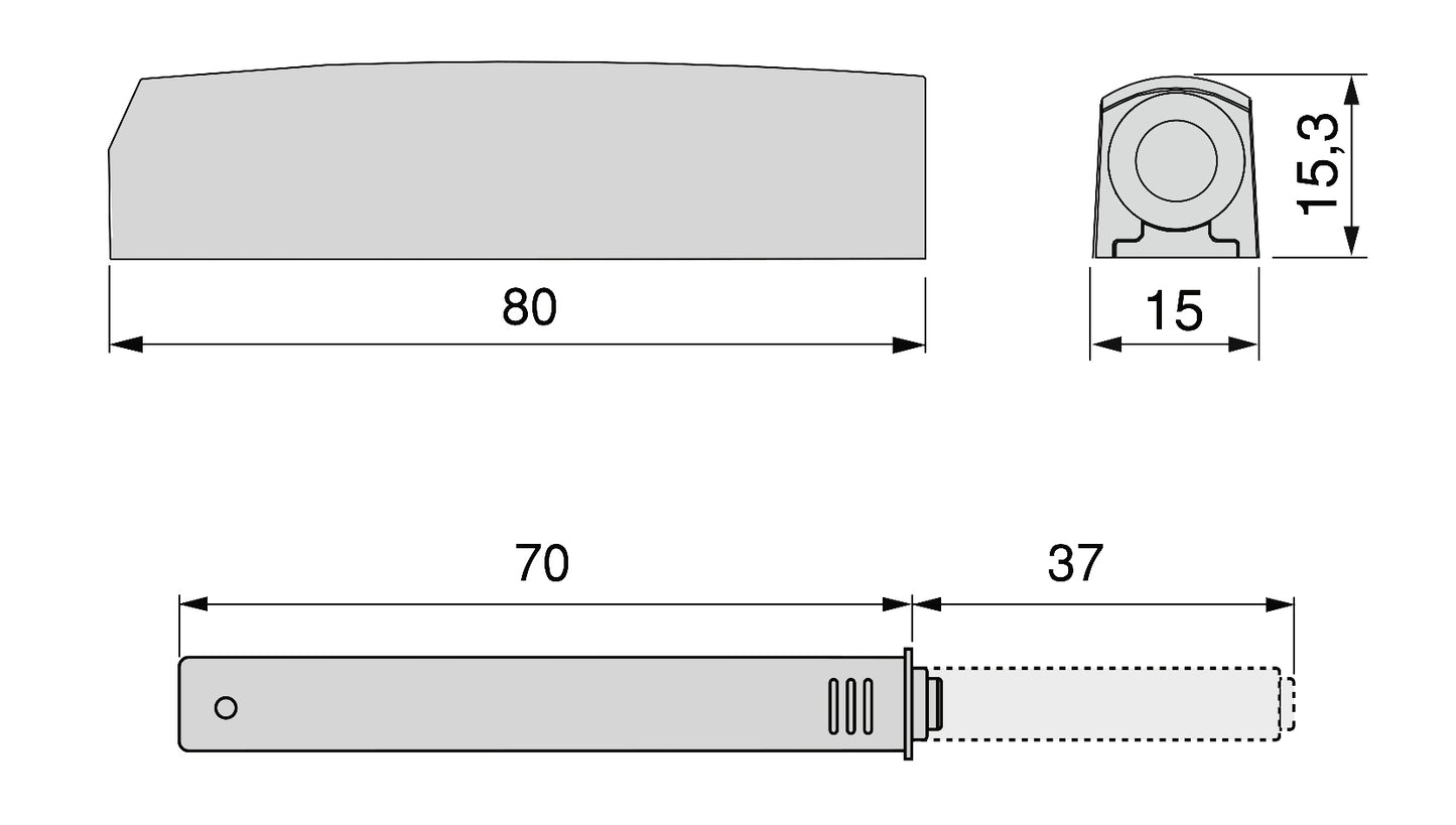 2 elegant push-button catches, with mounting housing, surface: grey, design: non-magnetic, 1900221 for furniture doors, cupboard doors, flaps