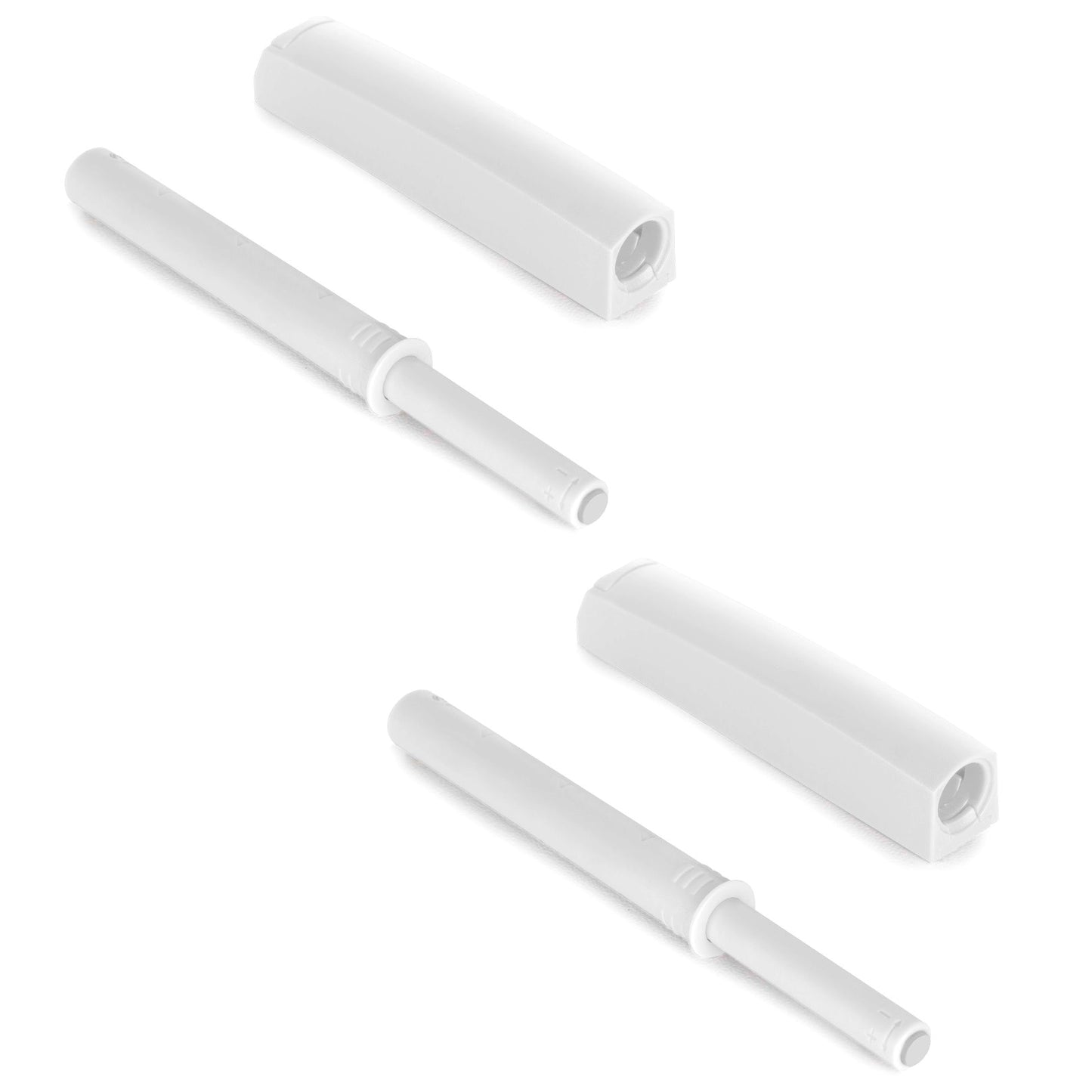 2 elegant push-button catches with mounting housing, surface: white, design: non-magnetic, 1900215 for furniture doors, cupboard doors, flaps