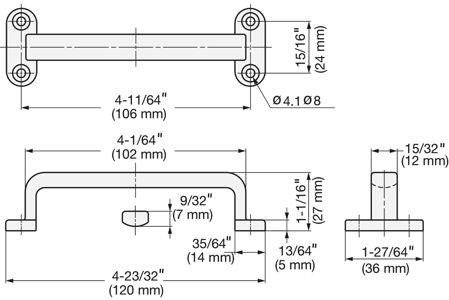 Edelstahl-Griff V2A (SUS304), 120 mm (4,8″) FT-120. Hochwertiger massiver Edelstahl-Griff aus rostfreiem Edelstahl V2A (SUS304), glänzend poliert mit vier Befestigungslöchern, für Schiffe, Boote, Jachten, Edelstahl-Küchen von Sugatsune / LAMP® (Japan)