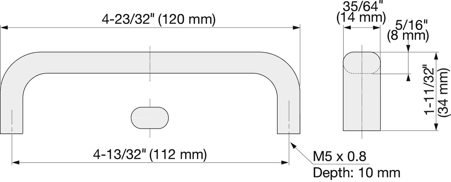 Edelstahl-Türgriff V2A (SUS304), 120 mm (4-26/32″) EC-120M. Hochwertiger massiver Edelstahl-Türgriff aus rostfreiem Edelstahl V2A (SUS304) für feuchte Umgebungen, Schiffe, Lebensmittelbereich, Medizinbereich von Sugatsune / LAMP® (Japan)