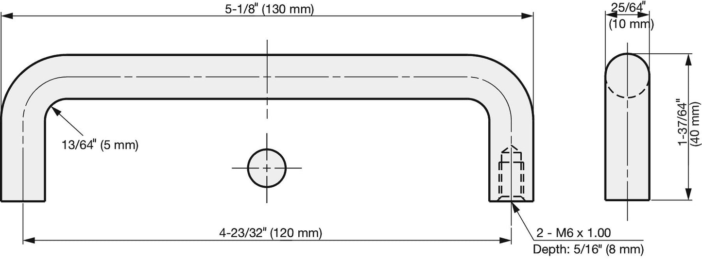 Edelstahl-Türgriff V2A (SUS304), 130 mm (5,2″) H-42-C-4. Hochwertiger Edelstahl-Türgriff aus rostfreiem Edelstahl V2A (SUS304), glänzend poliert, für feuchte Umgebungen, Schiffe, Lebensmittelbereich, Medizinbereich von Sugatsune / LAMP® (Japan)