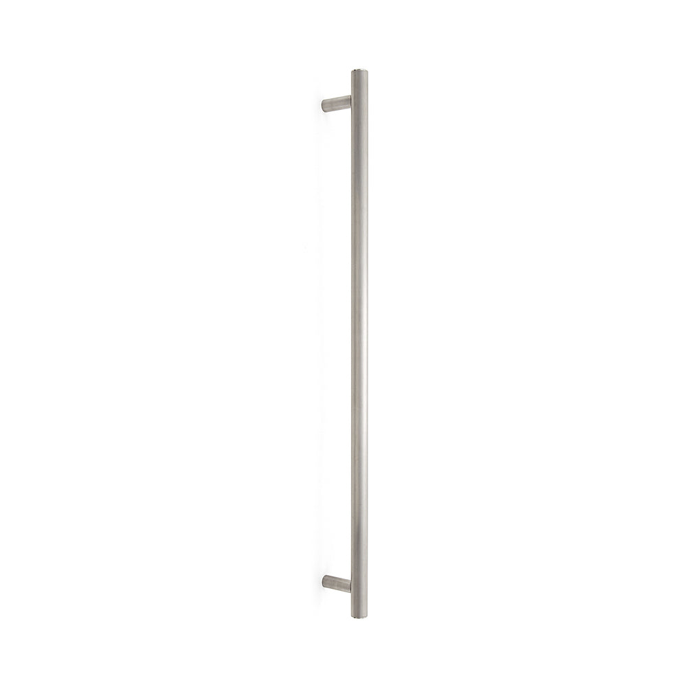 SUS304 stainless steel door handle, 800 mm (31.5") SSH-2580. Solid stainless steel door handle made of V2A stainless steel, satin finish, for interior doors, production machines, trains, buses, and special vehicles, from Sugatsune / LAMP® (Japan)