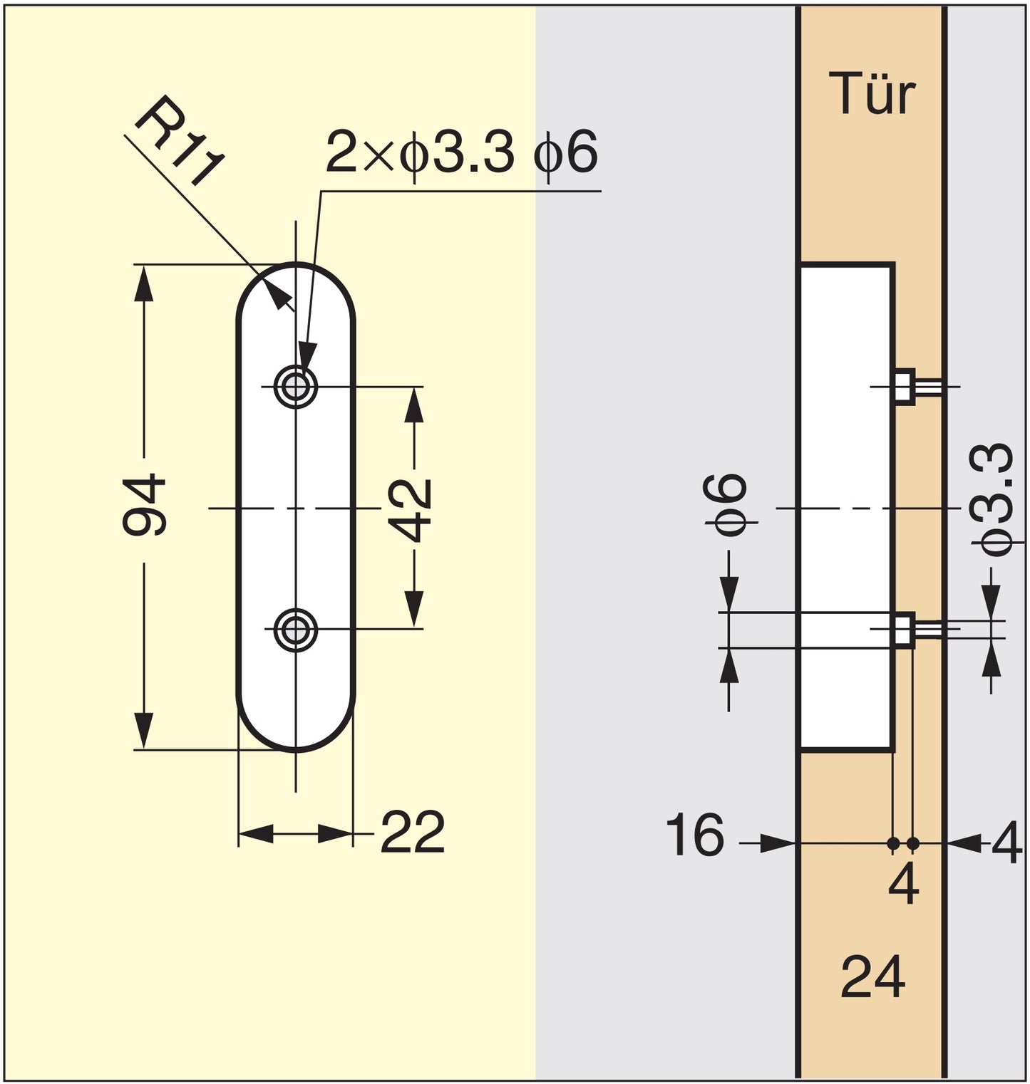 Zinc alloy recessed pull handle, finish: nickel-plated, satin matte, 100 mm (4") FH-100AK-00. Recessed pull handle FH-100AK-00 for office furniture, home furniture, and kitchen cabinets, by Sugatsune / LAMP® (Japan)