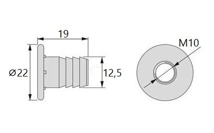 20 Stück hochwertige Einpressmutter mit Innengewinde M10, aus Stahl, Oberfläche: verzinkt, 22 mm (55/64″), 8035305 für Möbelverbindungen