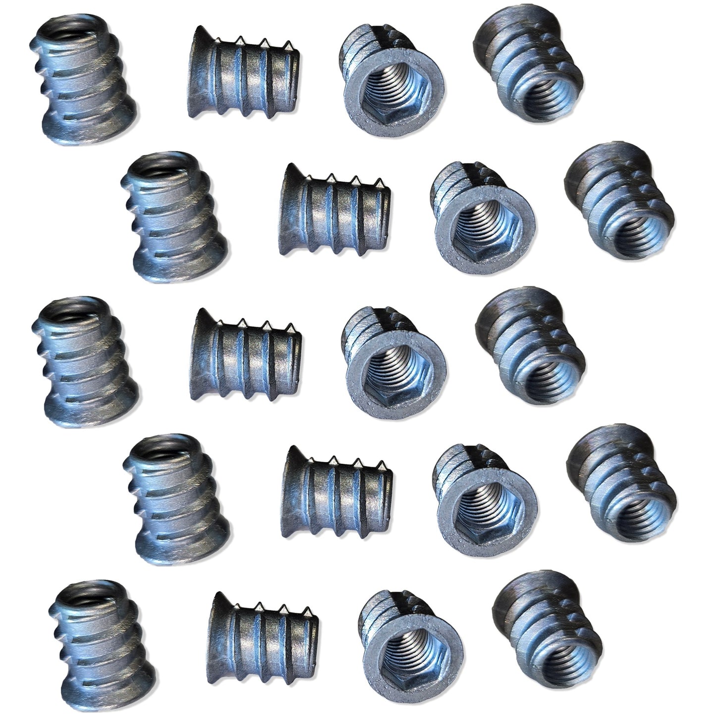 20 pieces of high-quality screw-in socket with M8 internal thread, countersunk head with hexagon socket and cover edge, 15 mm (0.6″), 8007601. Screw-in nut for furniture, wood panels, chipboard, tables, chairs, worktops and much more, by EMUCA