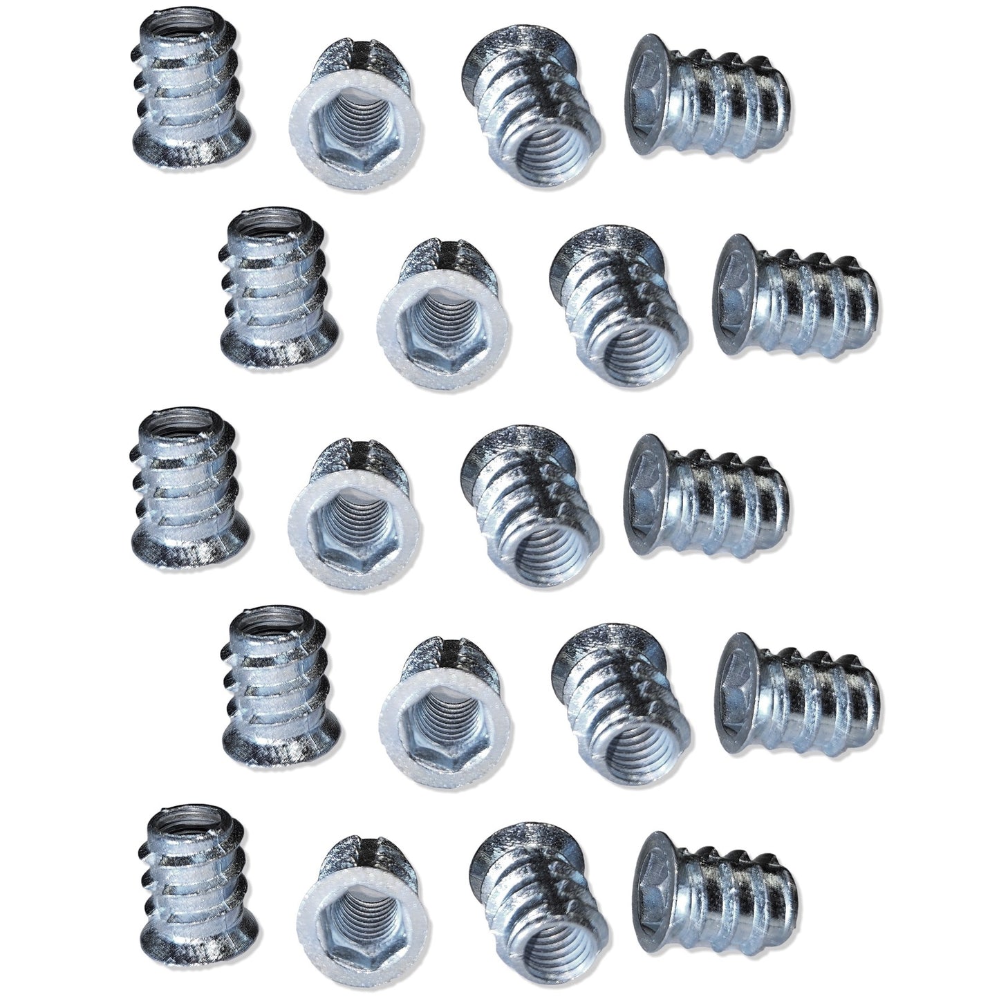 20 pieces of high-quality screw-in sockets with M8 internal thread, countersunk head with hexagon socket and cover edge, surface: galvanized, 15 mm (0.6″), 8007605. Screw-in nuts for furniture, wood panels, chipboard, tables and much more, by EMUCA