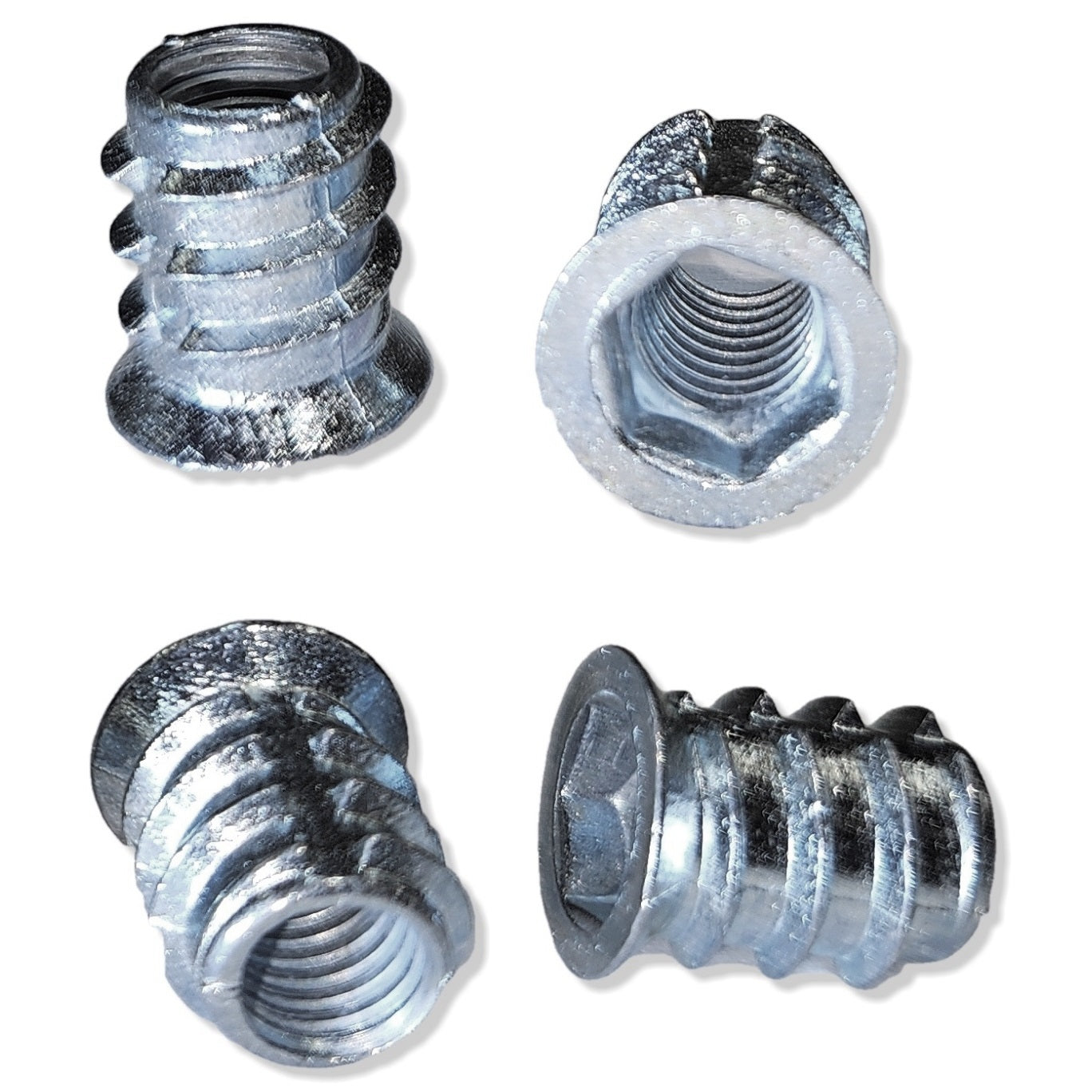 20 pieces of high-quality screw-in sockets with M8 internal thread, countersunk head with hexagon socket and cover edge, surface: galvanized, 15 mm (0.6″), 8007605. Screw-in nuts for furniture, wood panels, chipboard, tables and much more, by EMUCA