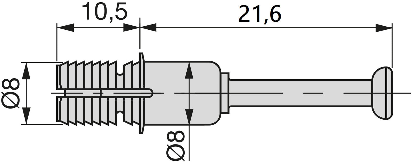 20 boulons à expansion, en acier et plastique, surface galvanisée, 21,6 mm (27/32″), 5912805 pour connecteurs excentriques, étagères, pièces d'armoire