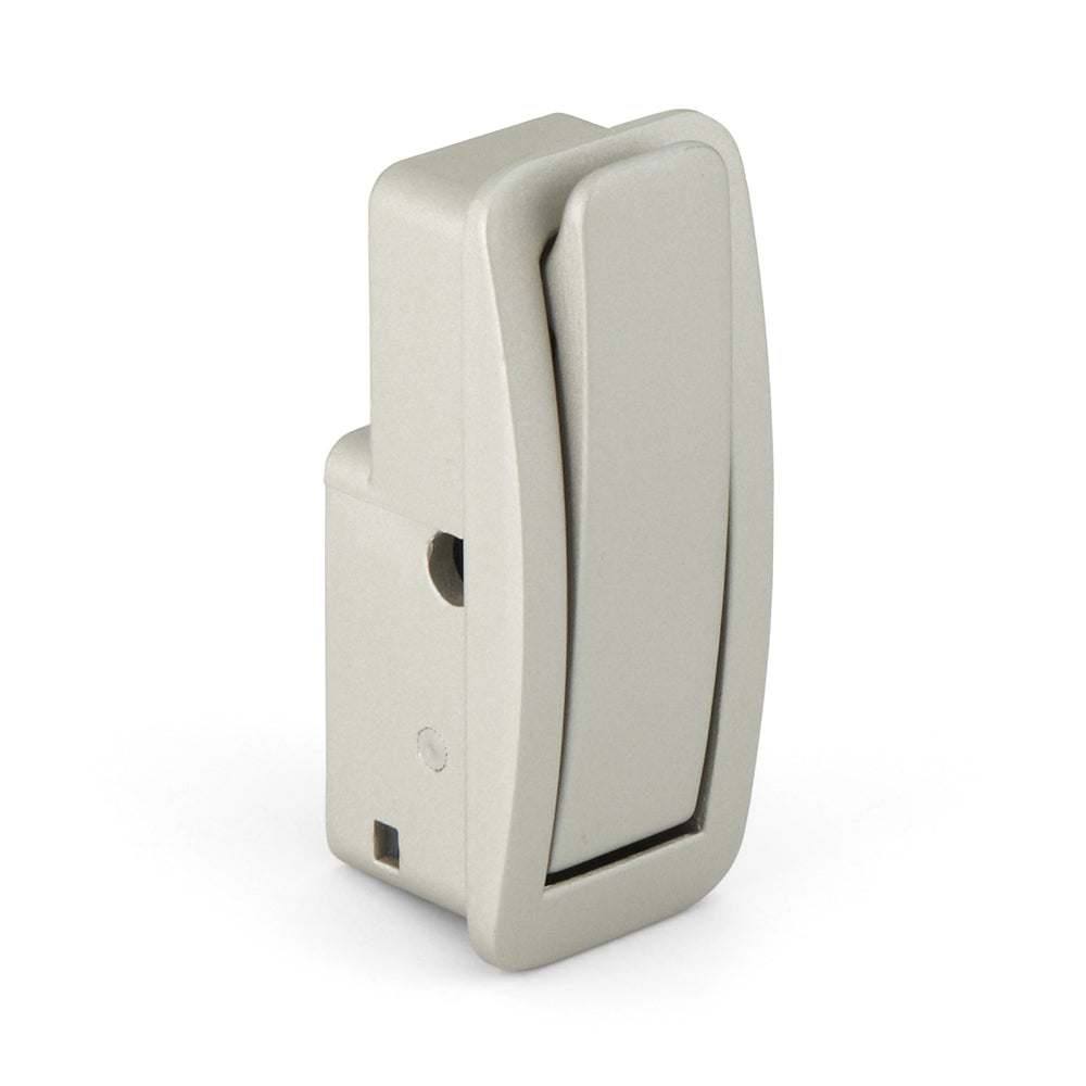 Hochwertiger Federklapphaken zum Einlassen, Oberfläche: Champagner, 60 mm (2,4″), Ausführung: mit Soft-Close Schließdämpfung, NF-60D-SL. Klapphaken mit Schließautomatik und Soft-Close für Caravan, Yacht und viel mehr, von Sugatsune / LAMP® (Japan)