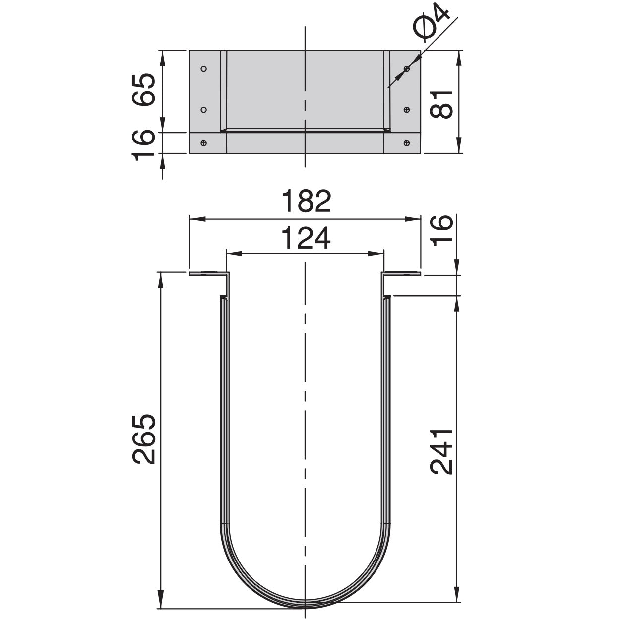 Curved siphon cutout, made of plastic, surface: anthracite grey, 3044423 for vanity unit, kitchen cabinet, bathroom cabinet, siphon, drain