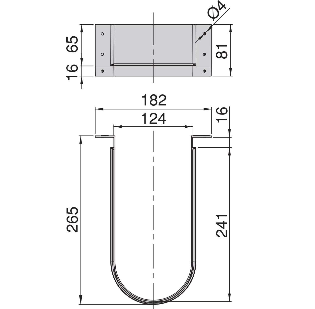 Gebogener Siphonausschnitt, aus Kunststoff, Oberfläche: grau, 3044421 für Waschtischunterschrank, Küchenschrank, Badschrank, Siphon, Ablauf