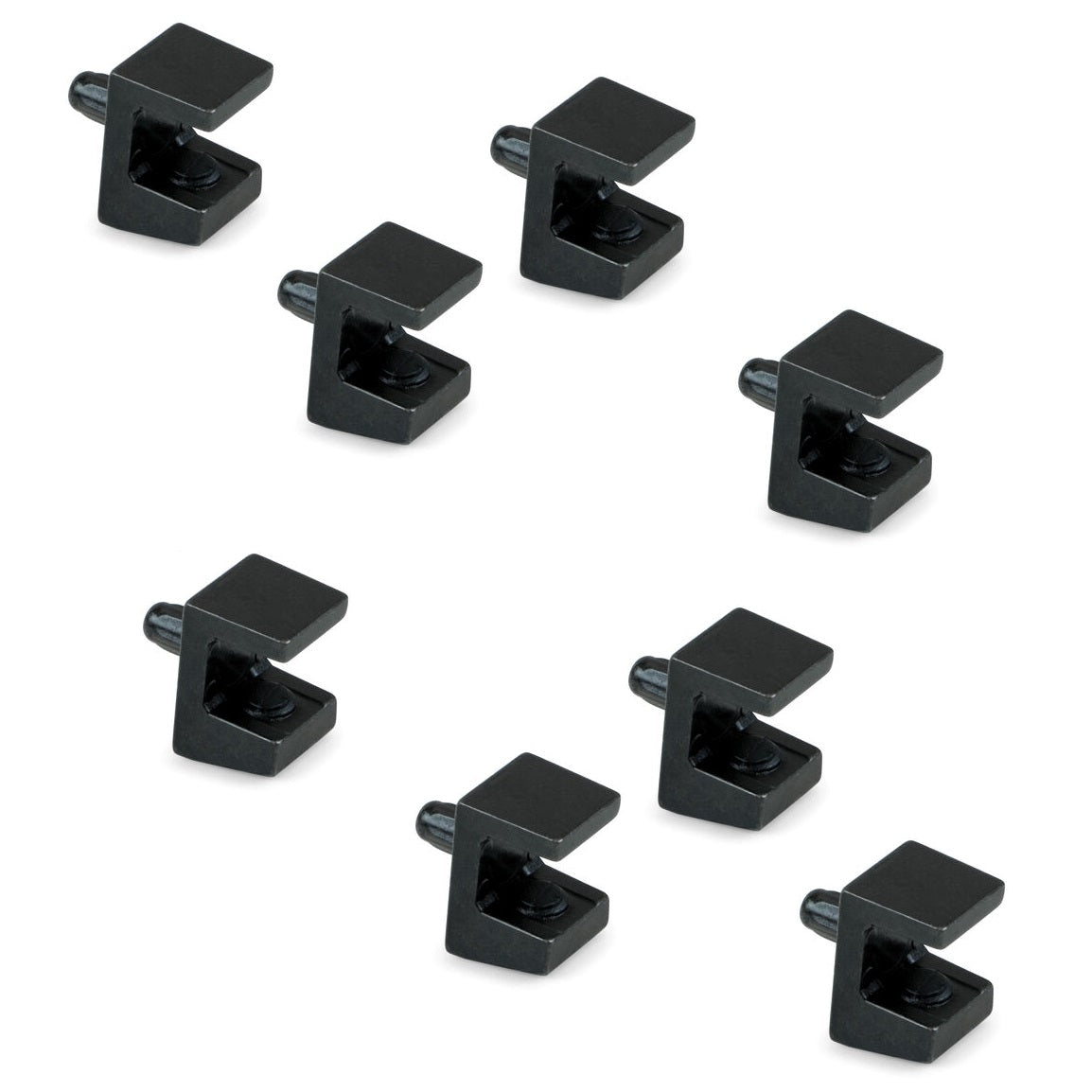 8 pieces of high-quality glass shelf supports, surface: black, 5 mm (13/64″), 4007953 for glass shelves, glass cabinet shelves, bathroom cabinets