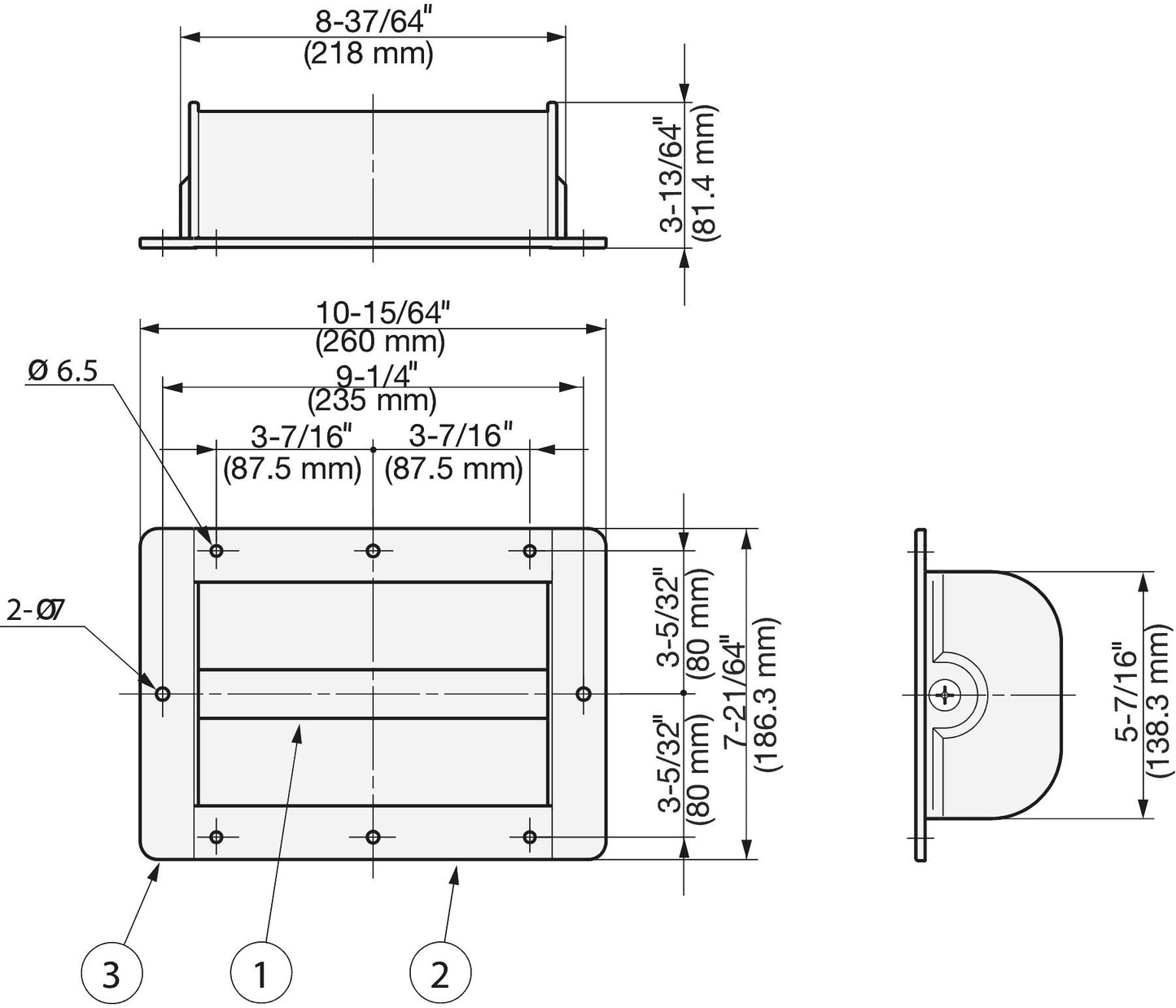 Large stainless steel pull handle V2A (SUS304), 260 mm (10.3") HH-M200. High-quality, solid and robust stainless steel pull handle made of V2A (SUS304) with a glossy finish, for large doors, ships, and special vehicles from Sugatsune / LAMP® (Japan).