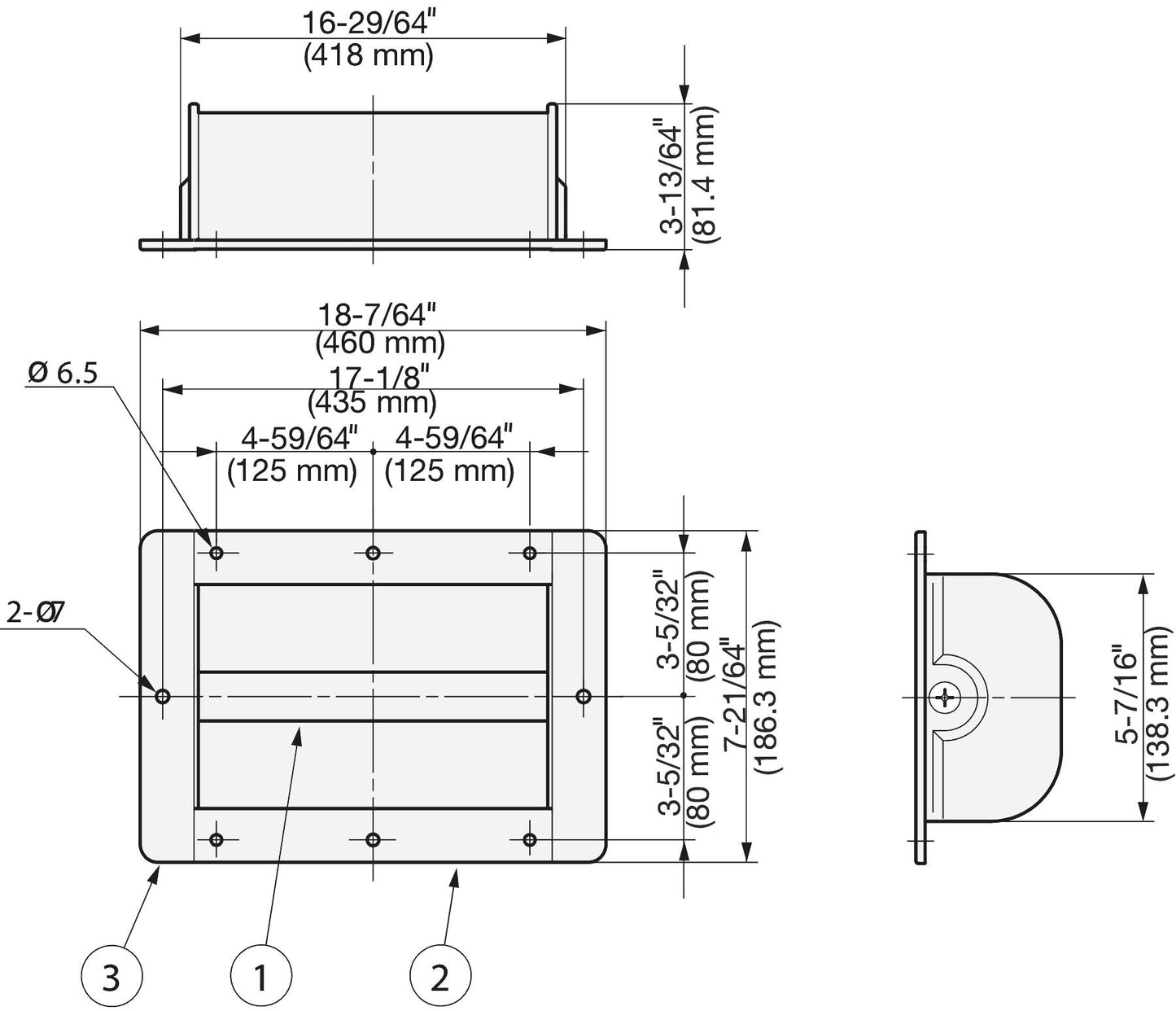 Large stainless steel pull handle V2A (SUS304), 460 mm (18.2") HH-M400. High-quality, solid and robust stainless steel pull handle made of V2A (SUS304) with a glossy finish, for large doors, ships, and special vehicles from Sugatsune / LAMP® (Japan).