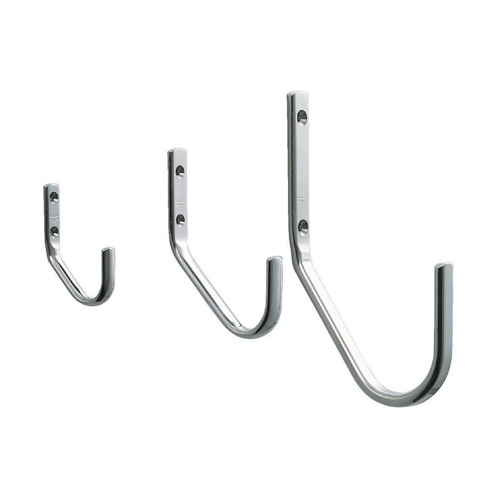 Hochwertiger großer Universalhaken mit extra viel Abstand zur Wand, aus rostfreiem Edelstahl, Oberfläche: glänzend poliert, 80 mm (3,2″), JF80M. Handtuchhaken aus V2A für Schiffbau, Außenbereich und viel mehr, von Sugatsune / LAMP® (Japan)