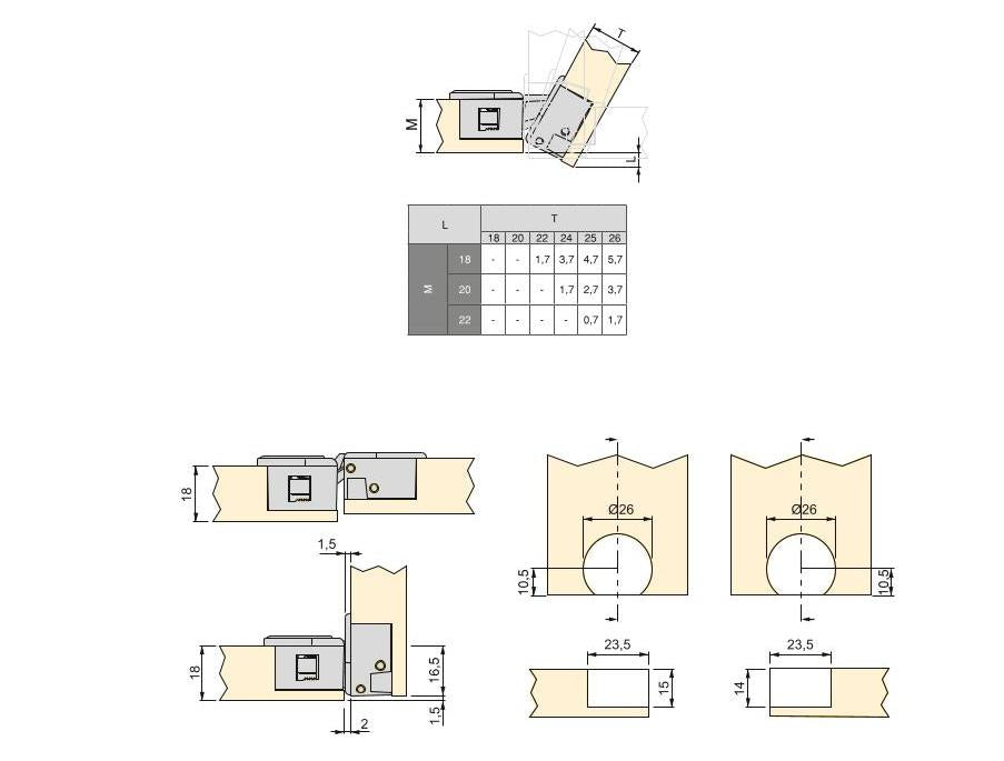2 Stück Klappenscharnier Ankor GT-B, abnehmbar, aus Zinklegierung mit Abdeckkappen, Oberfläche: weiß 1010815. Barfachscharnier aus Zinklegierung für Holzklappen, Möbelklappen, Holzdeckel, Barfach und viel mehr, von EMUCA
