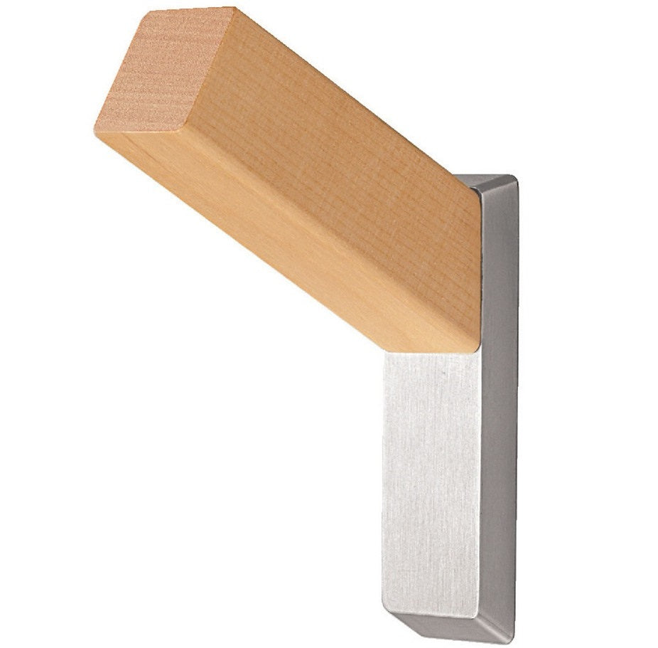 Hochwertiger Kleiderhaken mit Hakenspitze aus Massivholz, für Wandmontage, aus natürlichem Weißbirkenholz, Tragkraft: 10 kg, PXB-WM05-111-MK. Massivholzhaken für Garderobe, Eingangsbereich, Wohnzimmer und viel mehr, von Sugatsune / LAMP® (Japan)