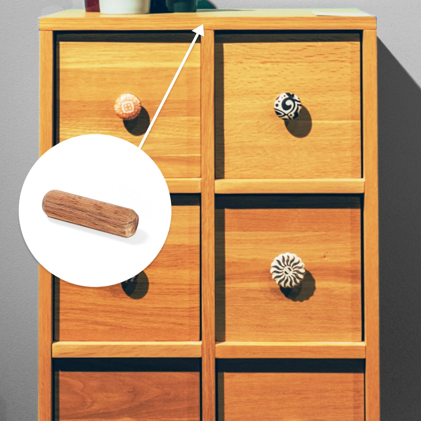 10 Stück Langholzdübel aus Buchenholz, Oberfläche: geriffelt, 30 mm (1,2″) 9091978. Holzdübel 9091978 für Holzpaneele, Holzverbindung, Möbelbau, Regalbau, von EMUCA