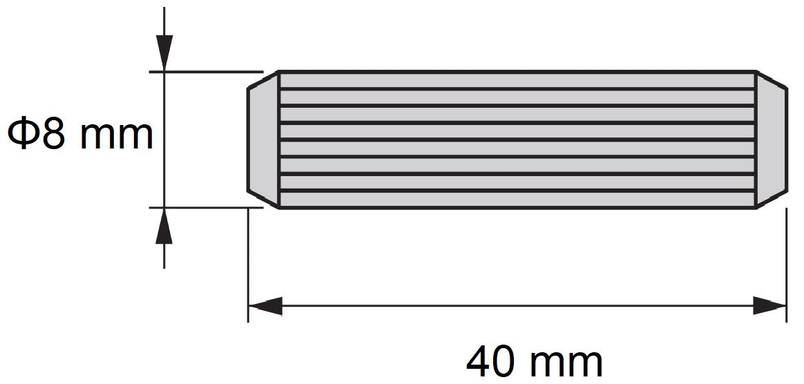 10 Stück Langholzdübel aus Buchenholz, Oberfläche: geriffelt, 40 mm (1,6″) 9091778. Holzdübel 9091778 für Holzpaneele, Holzverbindung, Möbelbau, Regalbau, von EMUCA