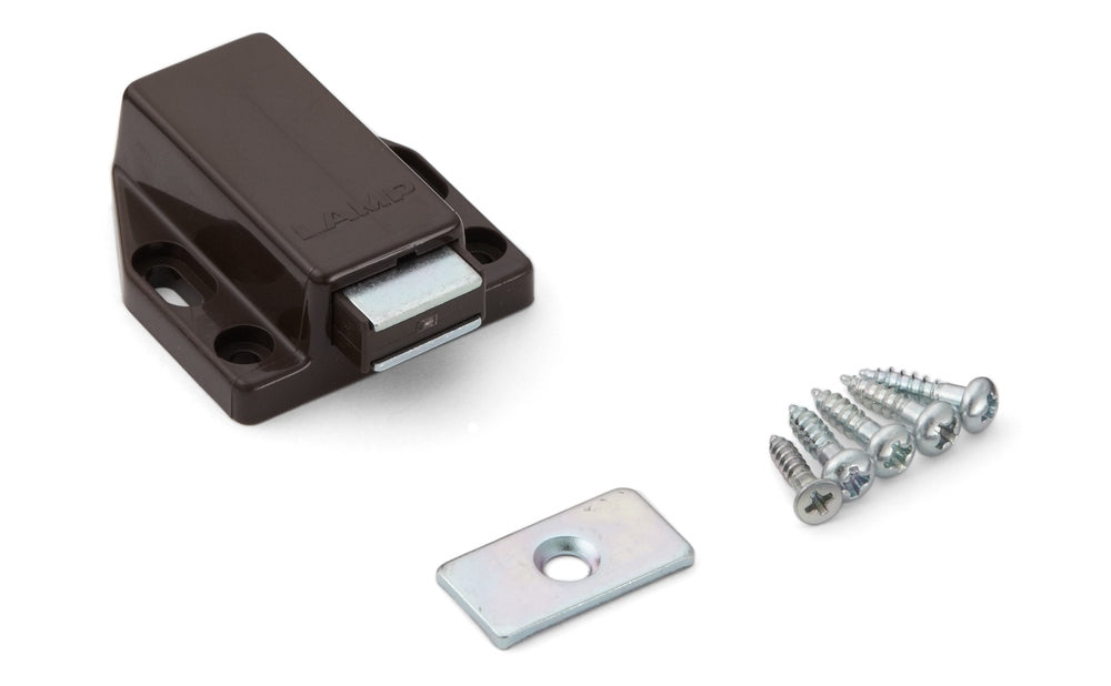 2 high-quality magnetic push-button catches, including counterplate, surface: brown, 38 mm (1-1/2″), ML-80BR for furniture doors, cabinet doors