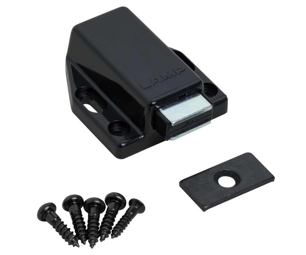 2 high-quality magnetic push-to-closet catches, including counterplate, surface: black, 38 mm (1-1/2″), ML-80BL for furniture doors, cabinet doors