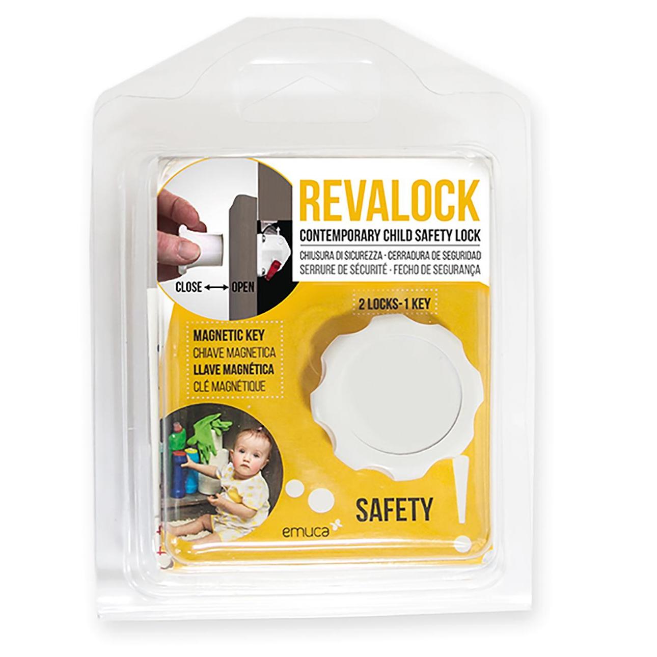 2 x Magnetic Locks, Invisible Child Safety Locks for Cabinet Doors and Drawers (2 Locks + 1 Magnetic Key) 8932920. REVALOC Magnetic Lock made of metal and plastic, white, for office furniture, doctor's office furniture, and maintenance doors, by EMUCA