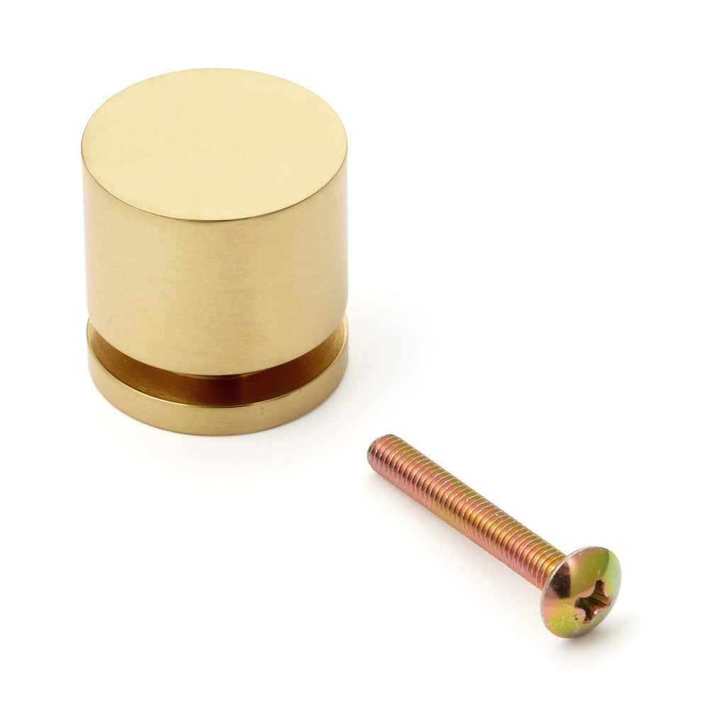 Poignée de meuble de haute qualité en laiton, surface : polie brillante, 25 mm (1″) KHE107-25PB. Bouton de poignée en laiton pour tiroirs, portes de meubles, armoires de cuisine, armoires de bureau et bien plus encore, de Sugatsune / LAMP® (Japon)